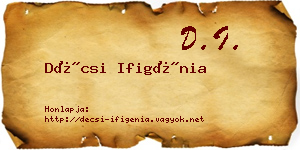 Décsi Ifigénia névjegykártya